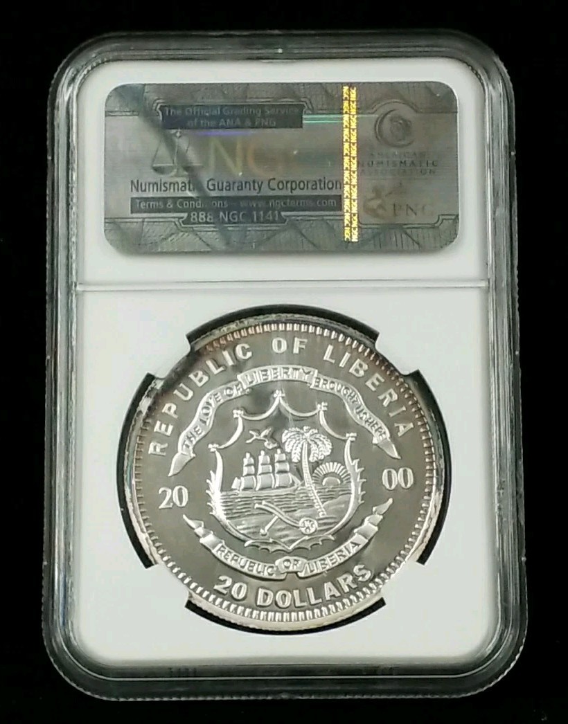 2000 LIBERIA S$20 'Bombing of Pearl Harbor' NGC PF 69UCAM .999 Proof Toned #6943