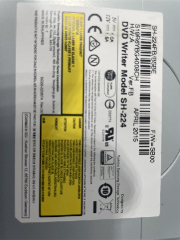 Samsung Super WriteMaster SH-224 SATA CD DVD Optical Disk Drive Reader Writer