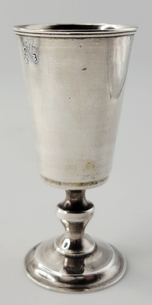IMPERIAL RUSSIAN SILVER VODKA / KIDDUSH CUP 84 SOLID SILVER JUDAICA ANTIQUE