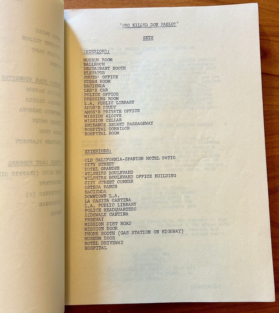 Burke’s Law Original TV Script