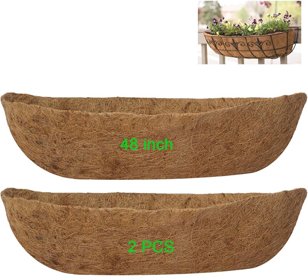 2Pcs 48 inch Trough Coco Fiber Window Deck Coco Replacement Liner for Window Box