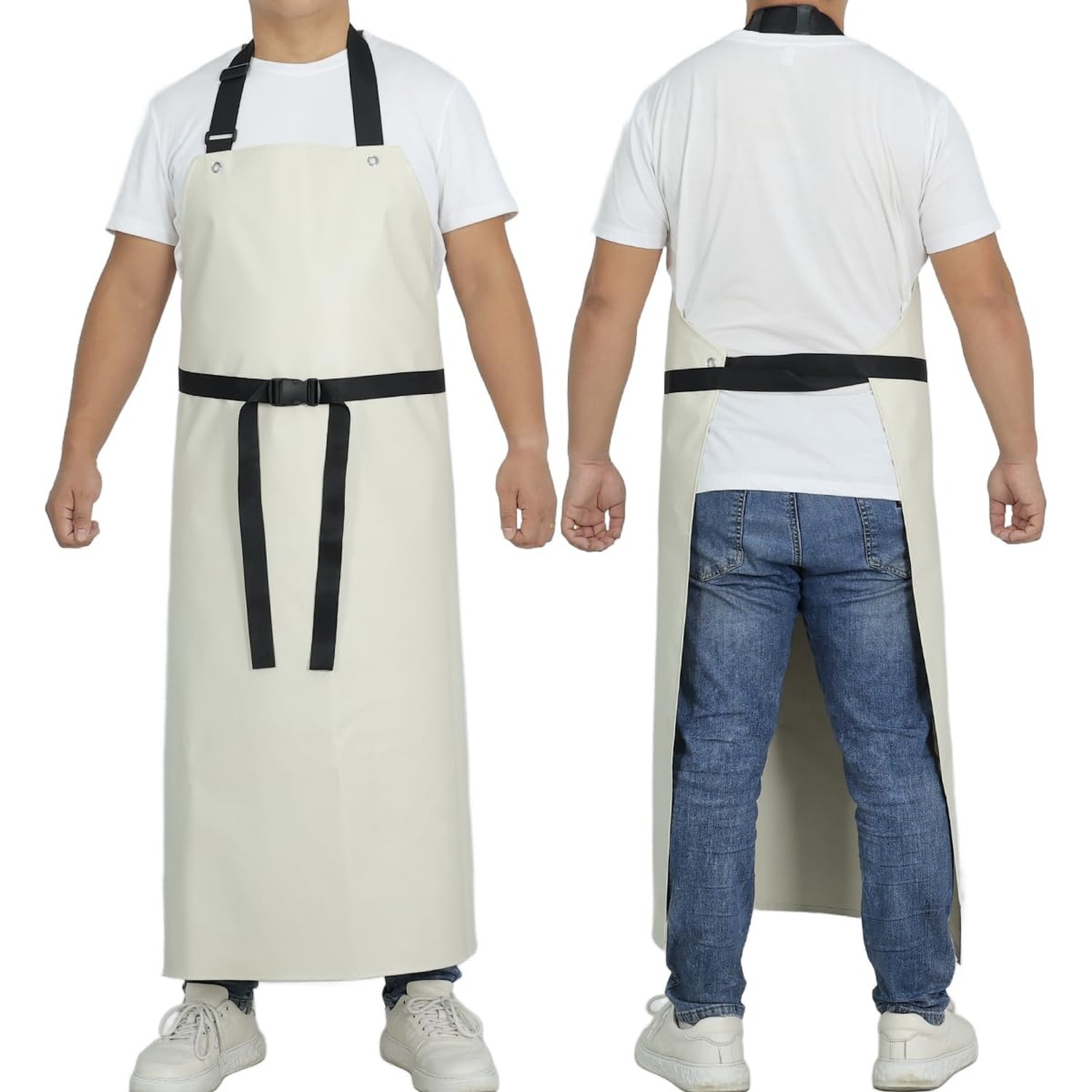 Thick Rubber Apron, Waterproof Apron Butcher Heavy Duty Chemical Resistant Ad...