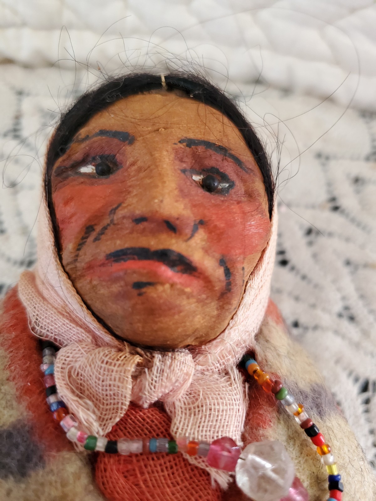 10" Early Mary Frances Woods Native American Indian Skookum Doll 1910-1920s