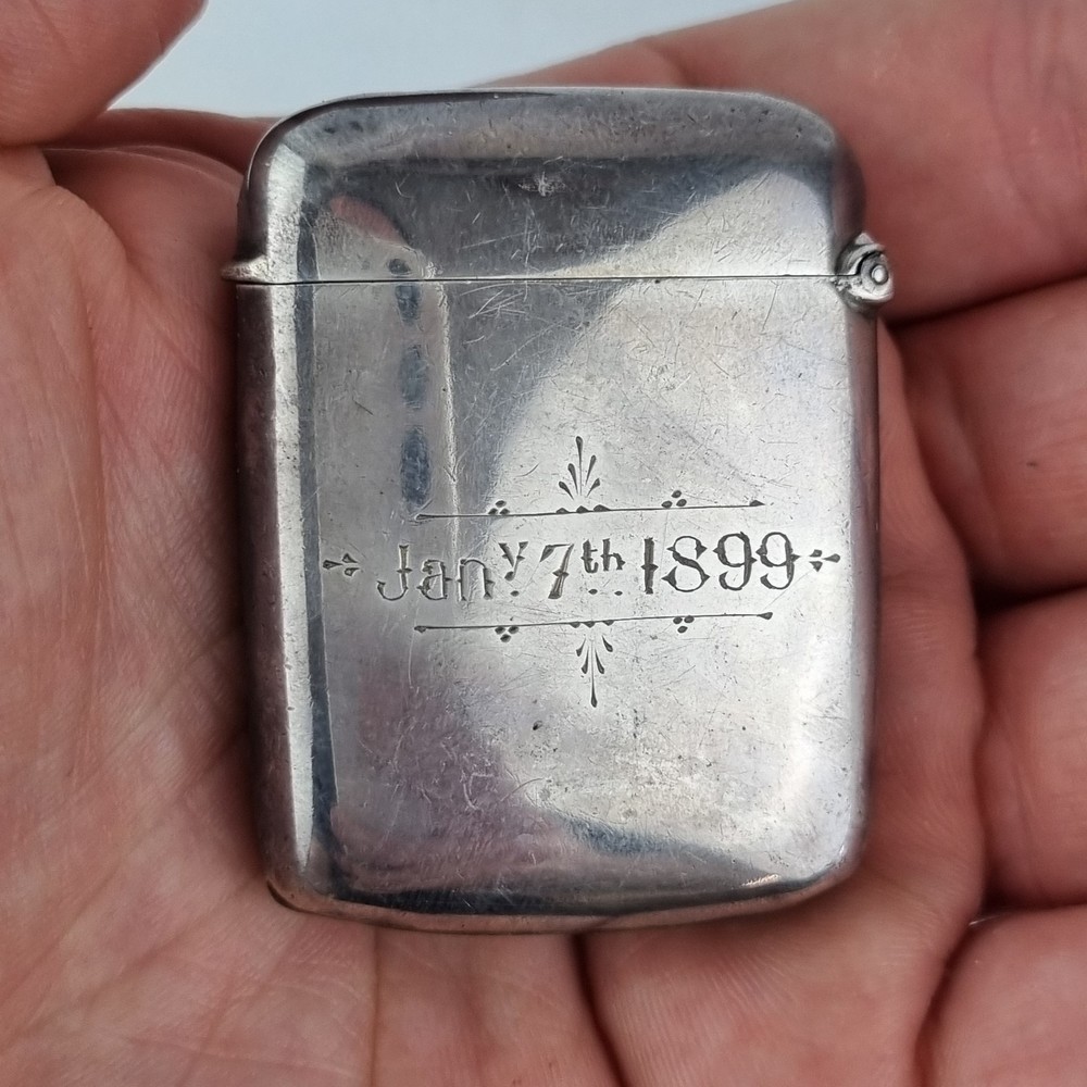 Antique Solid Silver Vesta Case Initials Birmingham 1897 Minshull & Latimer