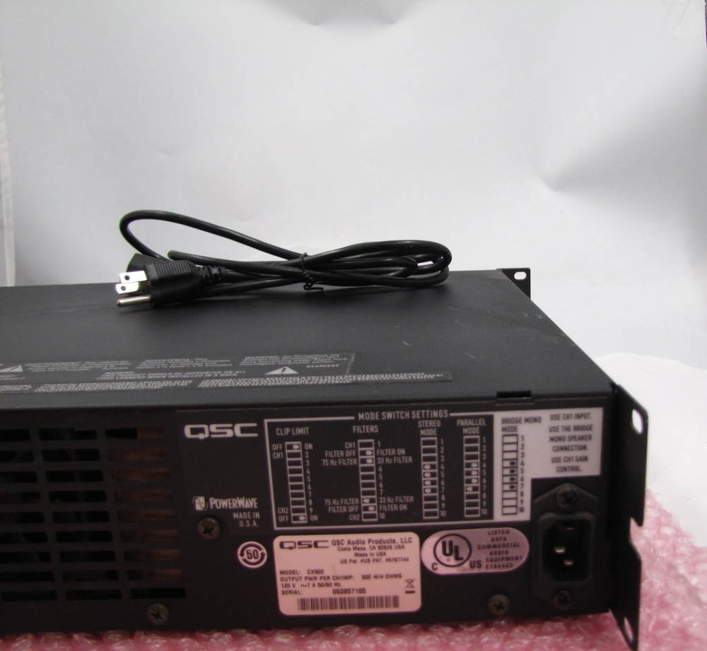 QSC CX502 Professional Power Amplifier | NOT TESTED | Powers On Only