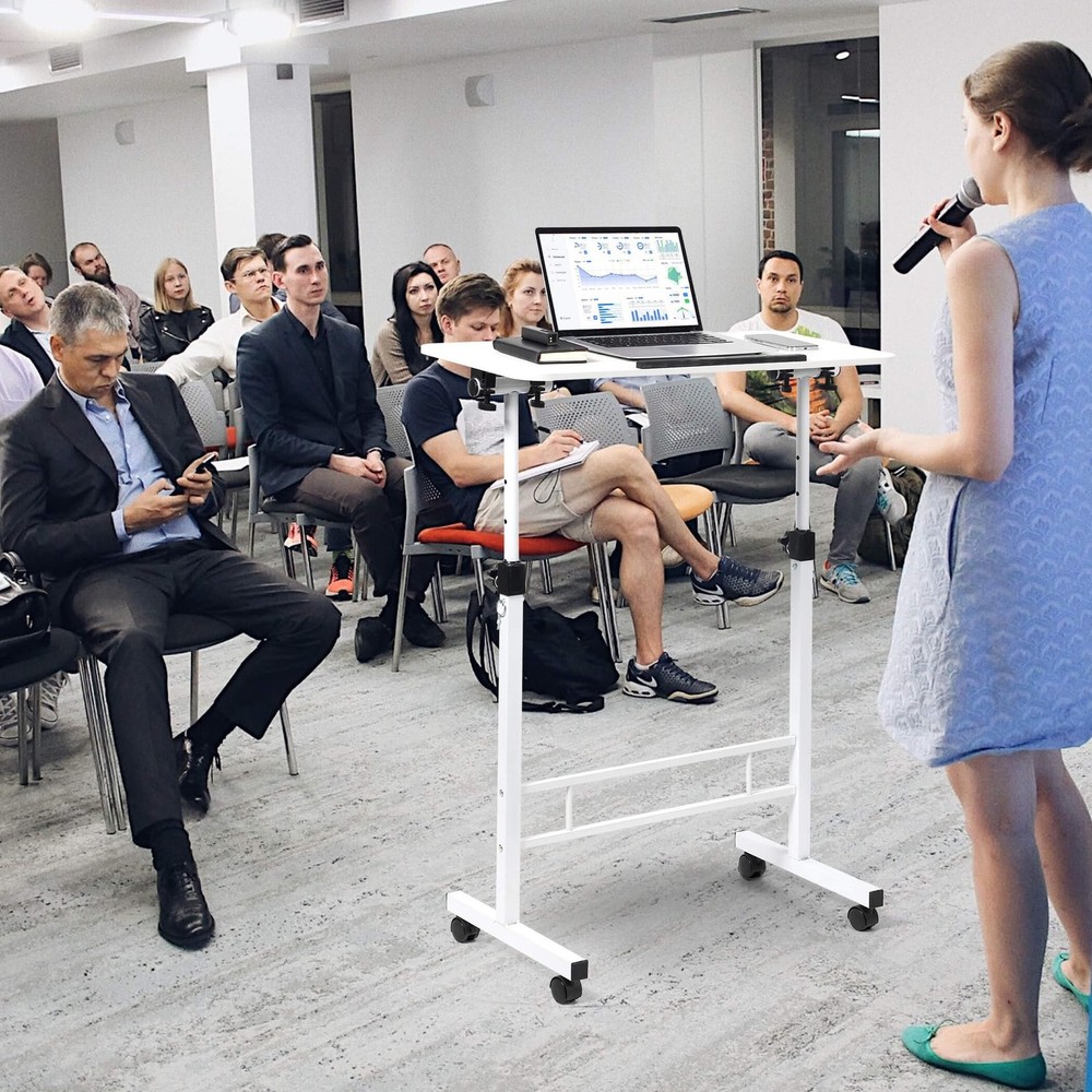 Small Standing Desk Adjustable Height,Rolling Computer Desk,Mobile Standing D...