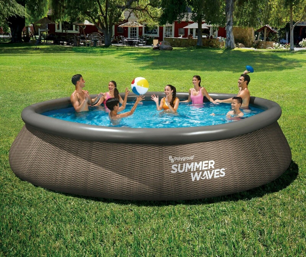 Summer Waves 16' x 42" Quick Set Wicker Rattan Ring Pool Includes Ladder & Pump