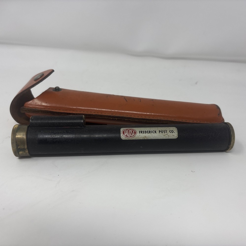 vintage FREDERICK POST CO. surveyor level scope monoscope ? w/ leather sheath