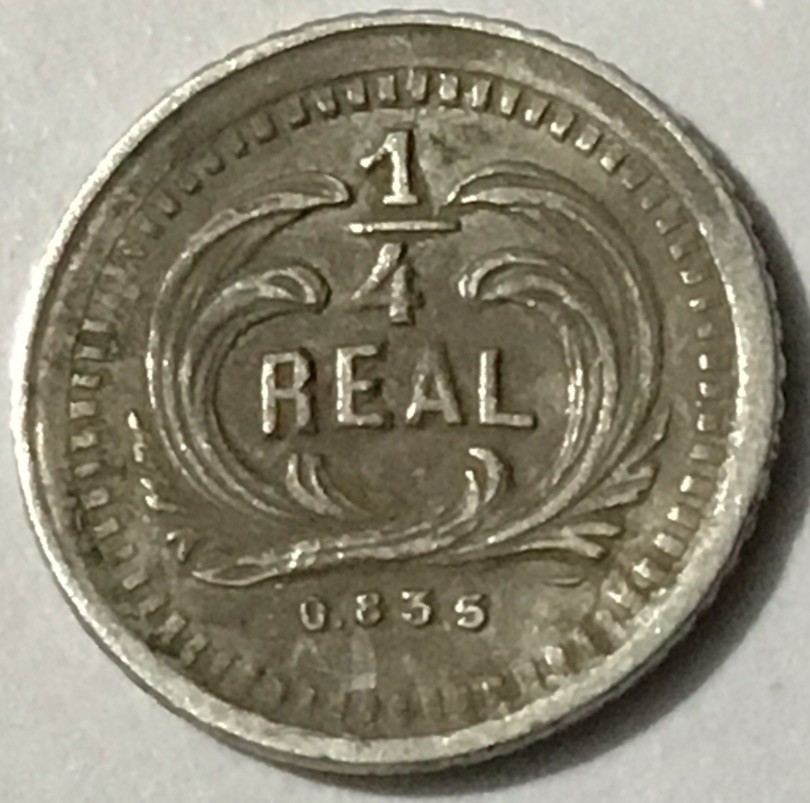 1881 Guatemala 1/4 Real Silver RARE