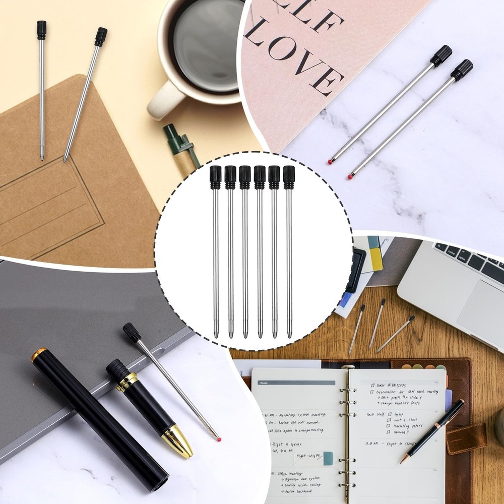 20PCS 2.75in Ballpoint Pen Refills, 1mm Medium Tip Black Ink Refill Replaceab...