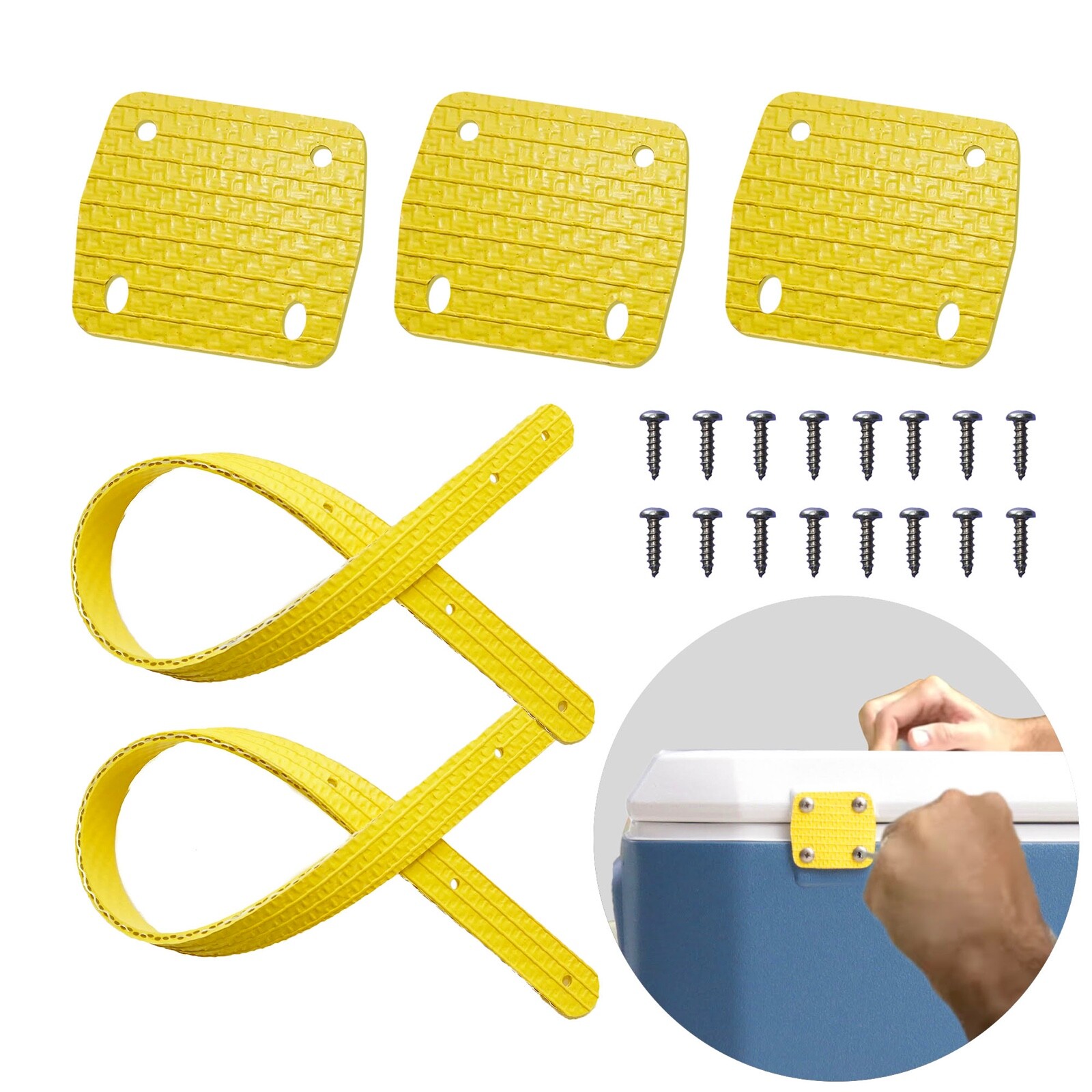 Coleman Cooler Replacement Hinges (2 or 3) & Lid Straps - Repurposed Fire Hose