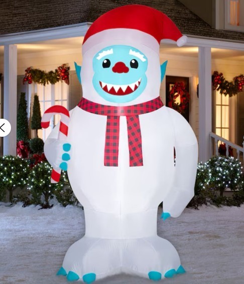 9.5’ LED YETI - ABOMINABLE SNOWMAN W/ SANTA HAT & CANDY CHRISTMAS INFLATABLE