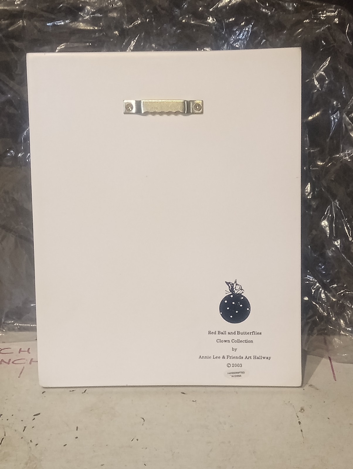 Vintage Annie Lee Red Ball and Butterflies CLOWN GUITAR CERAMIC WALL PLAQUE