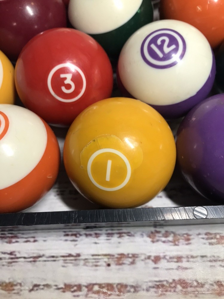 Vintage Incomplete Set DOUBLE CIRCLE Pool Balls Ball Rack Missing 8 Ball