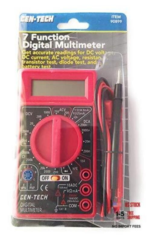 Cen-Tech Digital Amp Ohm Volt Meter Ac Dc Voltmeter Multimeter,Red