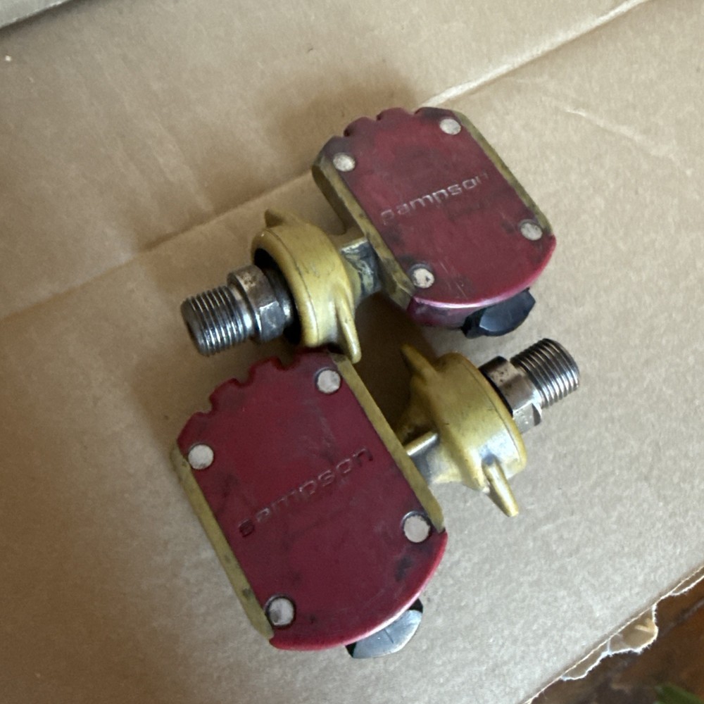 SAMPSON red and yellow clipless pedals
