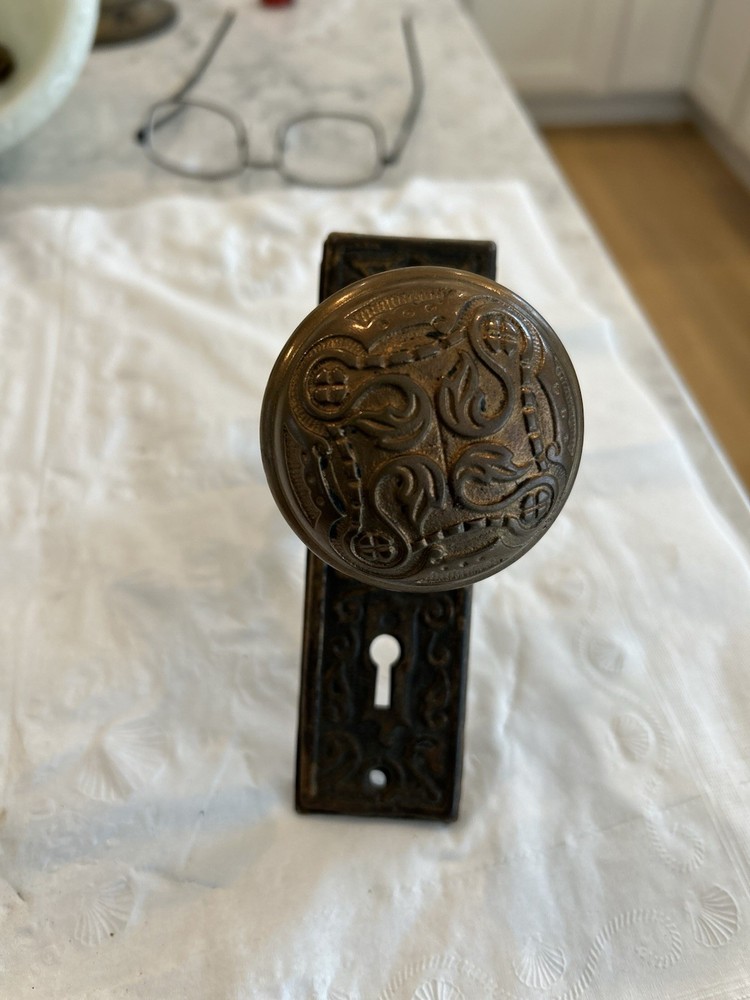 Antique Taylor & Boggis Foundry Antique ~1885 Door Knobs Solid Brass Beautiful