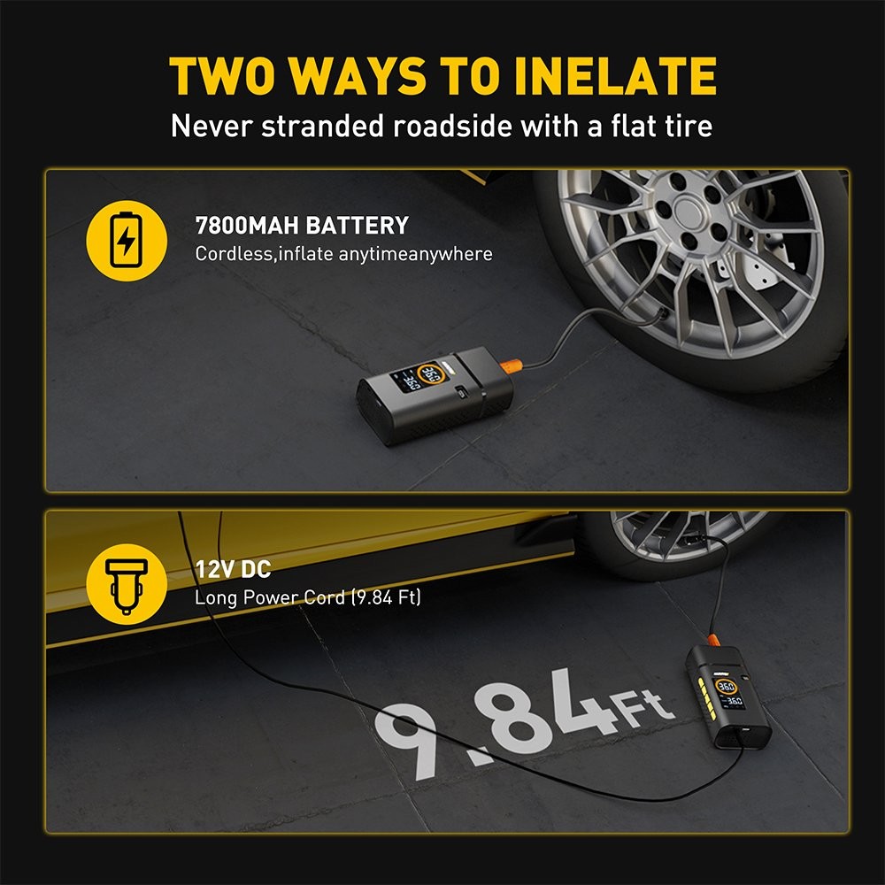150 PSI TIRE INFLATOR TOOL PORTABLE AUTO PUMP AIR COMPRESSOR DURABLE REPLACEMENT