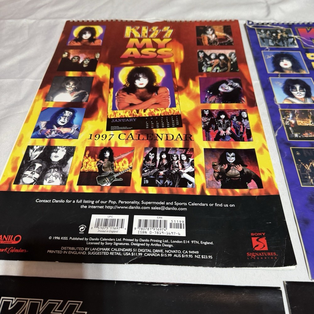 Vintage 90’s KISS Memorabilia Calendars Lot Of 8 ~ 1997 - 2004 VG Condition