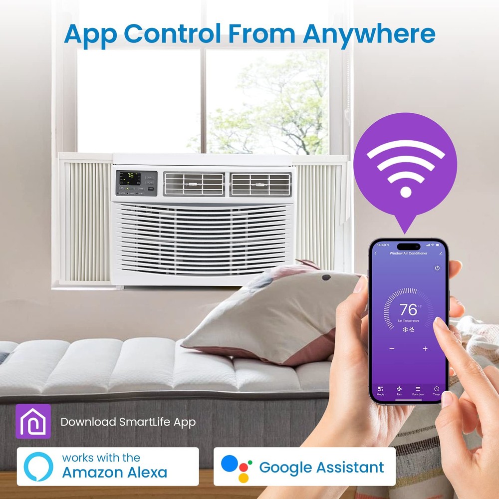 8000 BTU Smart Window Air Conditioner, Window AC Unit with Remote/App Control US