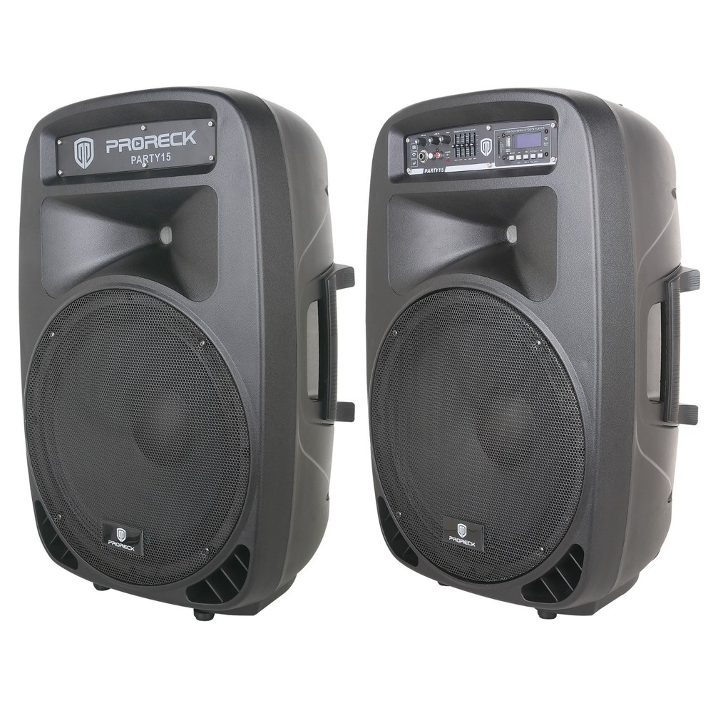 PRORECK 2000W 15" Powered DJ PA Speaker System Bluetooth/USB/SD/LED