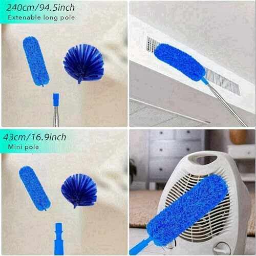 Cobweb Duster with Extension Pole,Spider Web Remover 2PCS Cob Web Duster 15-100