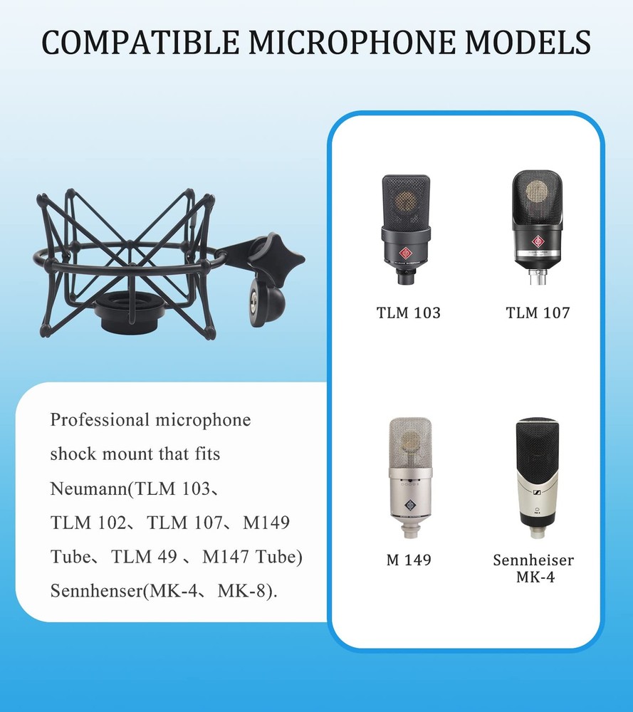 TLM 103 Shock Mount - Microphone Compatible for Neumann Medium, Black