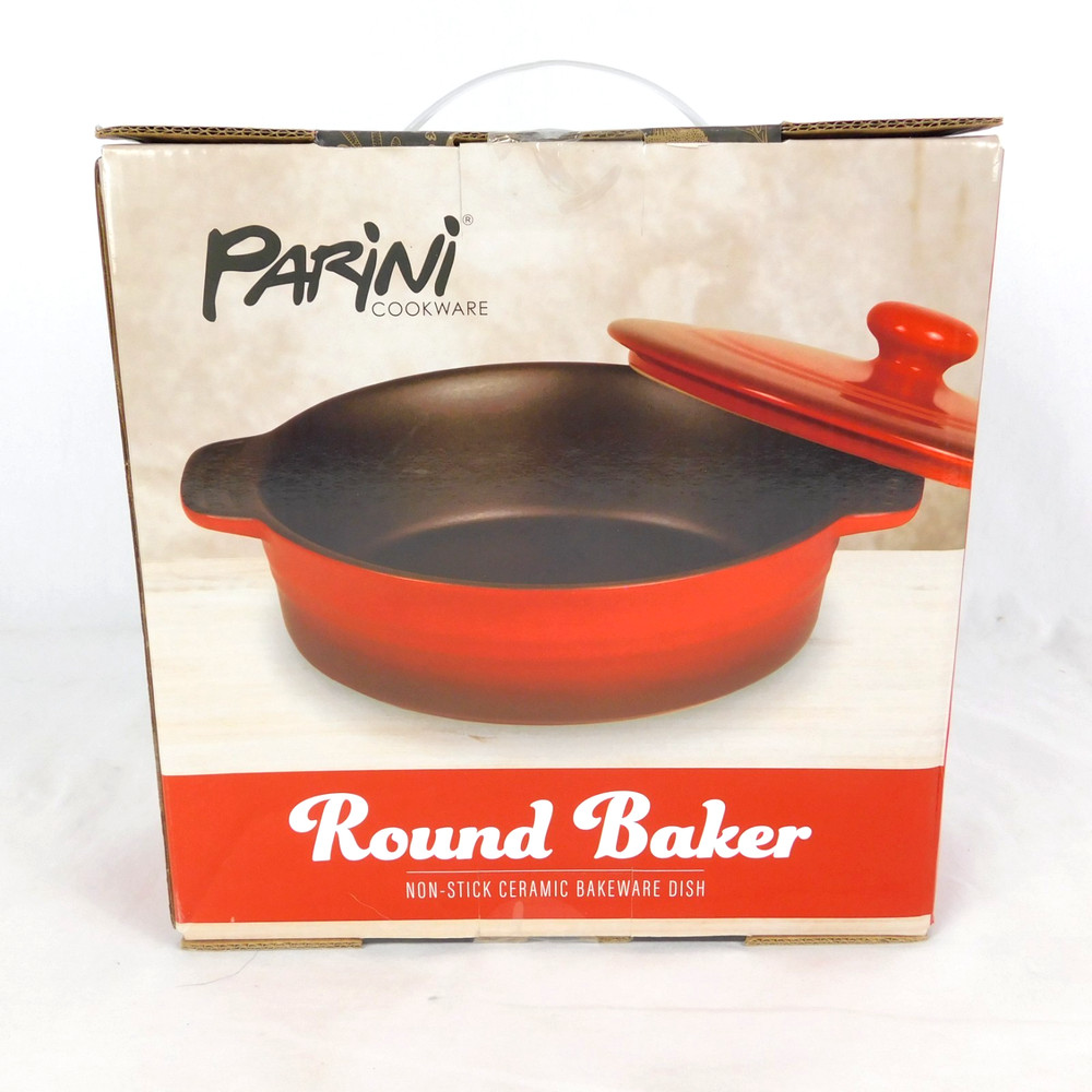 Parini Round Baker 8" Non Stick Ceramic Bakeware Dish Red New