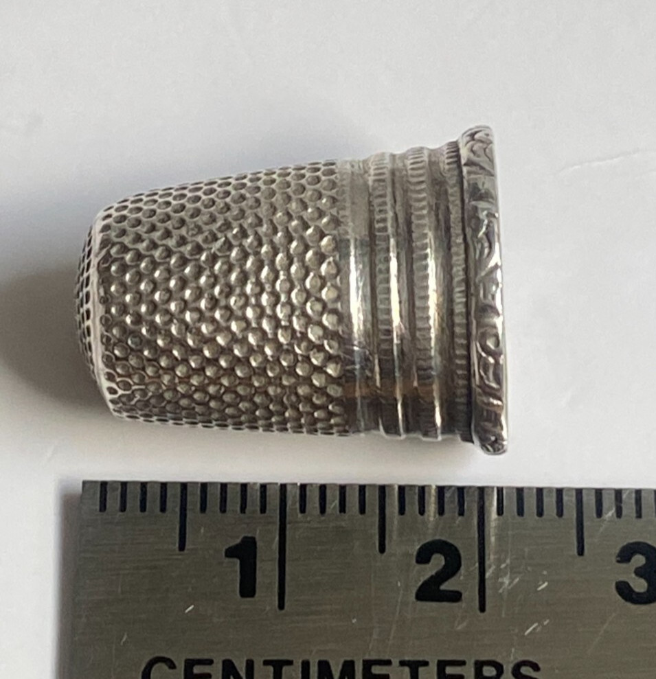 Antique 2x c1910 Solid Silver Thimbles One by U.S.A Simon Brothers & Other