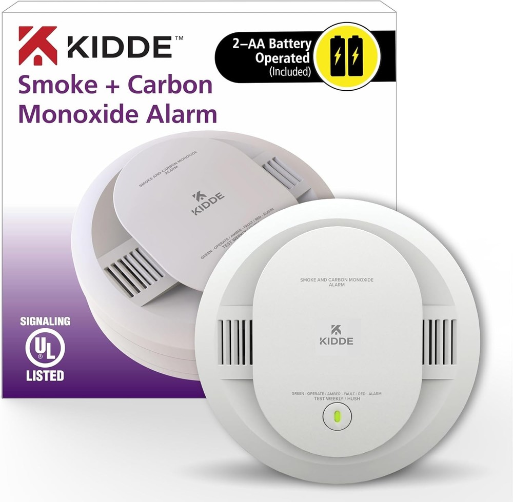 Kidde Smoke & Carbon Monoxide Detector, AA Battery Powered, LED Warning Light In
