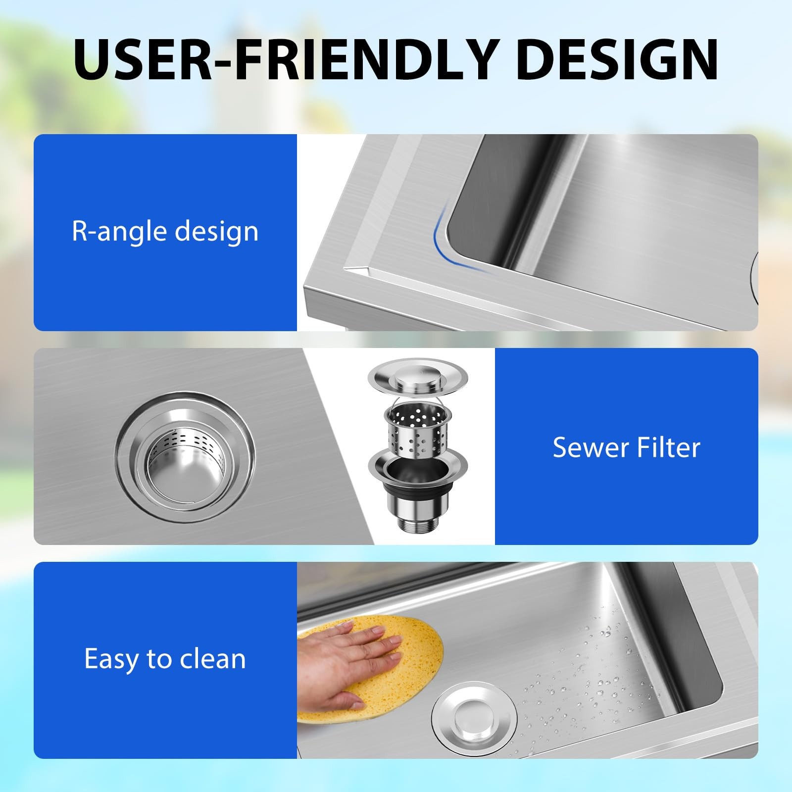 Freestanding 3-Compartment NSF Sink | Stainless Steel, Commercial Grade
