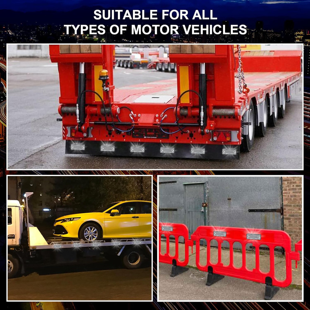 10 Pack White Screw on Rectangular Reflectors, E11 Approval Road Safety Gate Pos