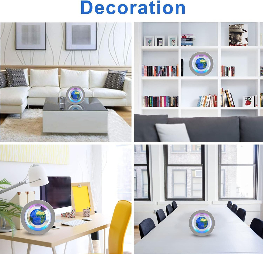 Magnetic Levitation Floating Globe - Levitating O Shape Globe with LED Lights fo