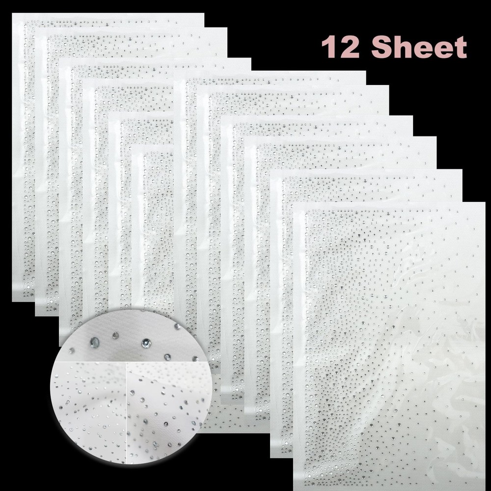 12 Sheets Iron on Rhinestone for Heat Press Gradient A 12Sheet, White