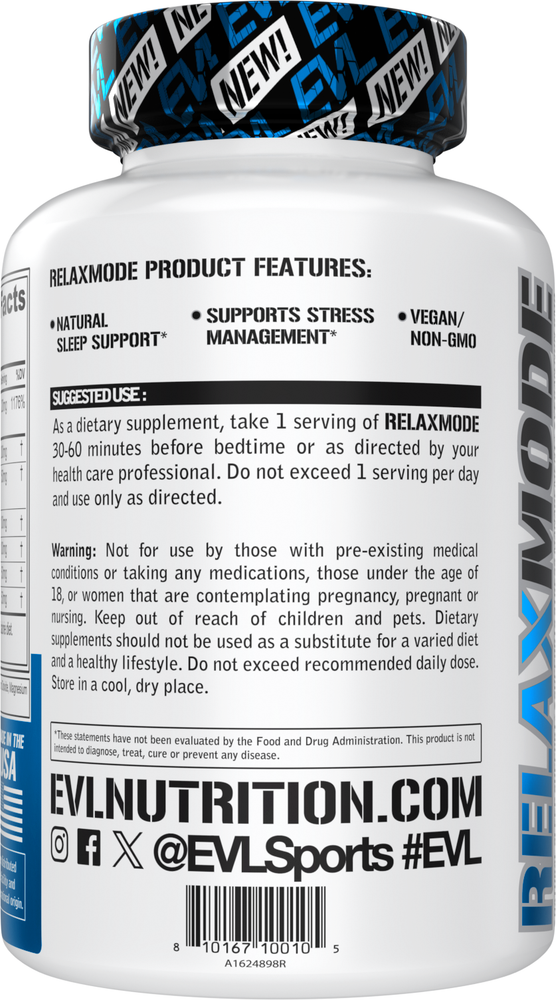 Evlution Nutrition Relax Mode - Natural Sleep Support - 45 Servings
