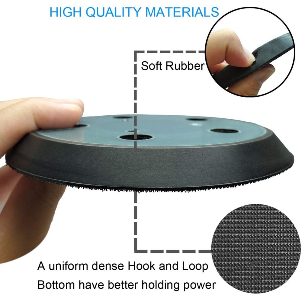 5-Inch Hook & Loop Sander Backing Pad – Replacement Pad with Dust Holes
