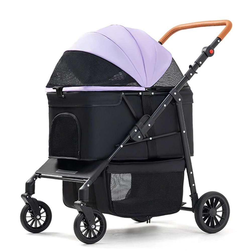 Pet Stroller Adjustable Handle Smooth-Ride Dog Stroller for Small & Medium Dogs