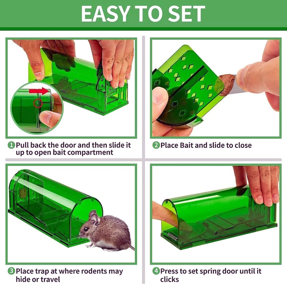 2-Pack Humane Mouse Traps Live Catch & Release No Kill Rat Mice Trap Reusable