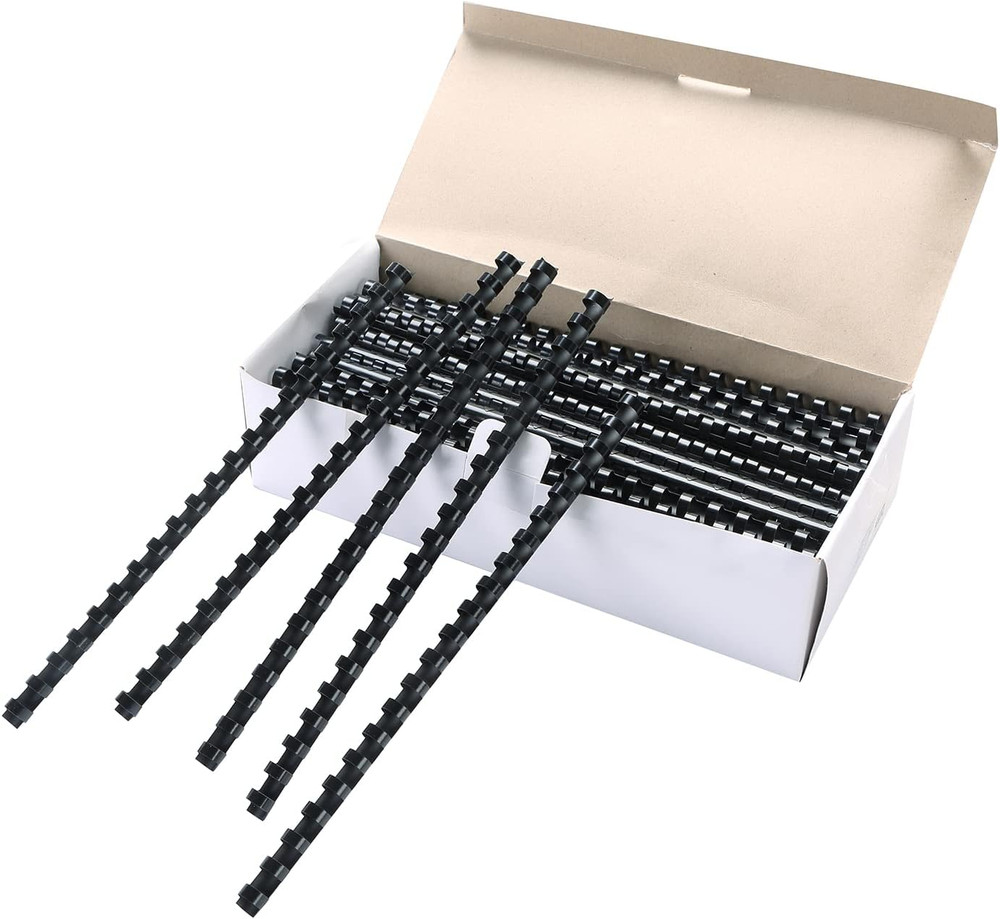 100 Pack 21 Ring Plastic Comb Binding Spines | 1/2 Inch Diameter, 65 Sheet Ca...