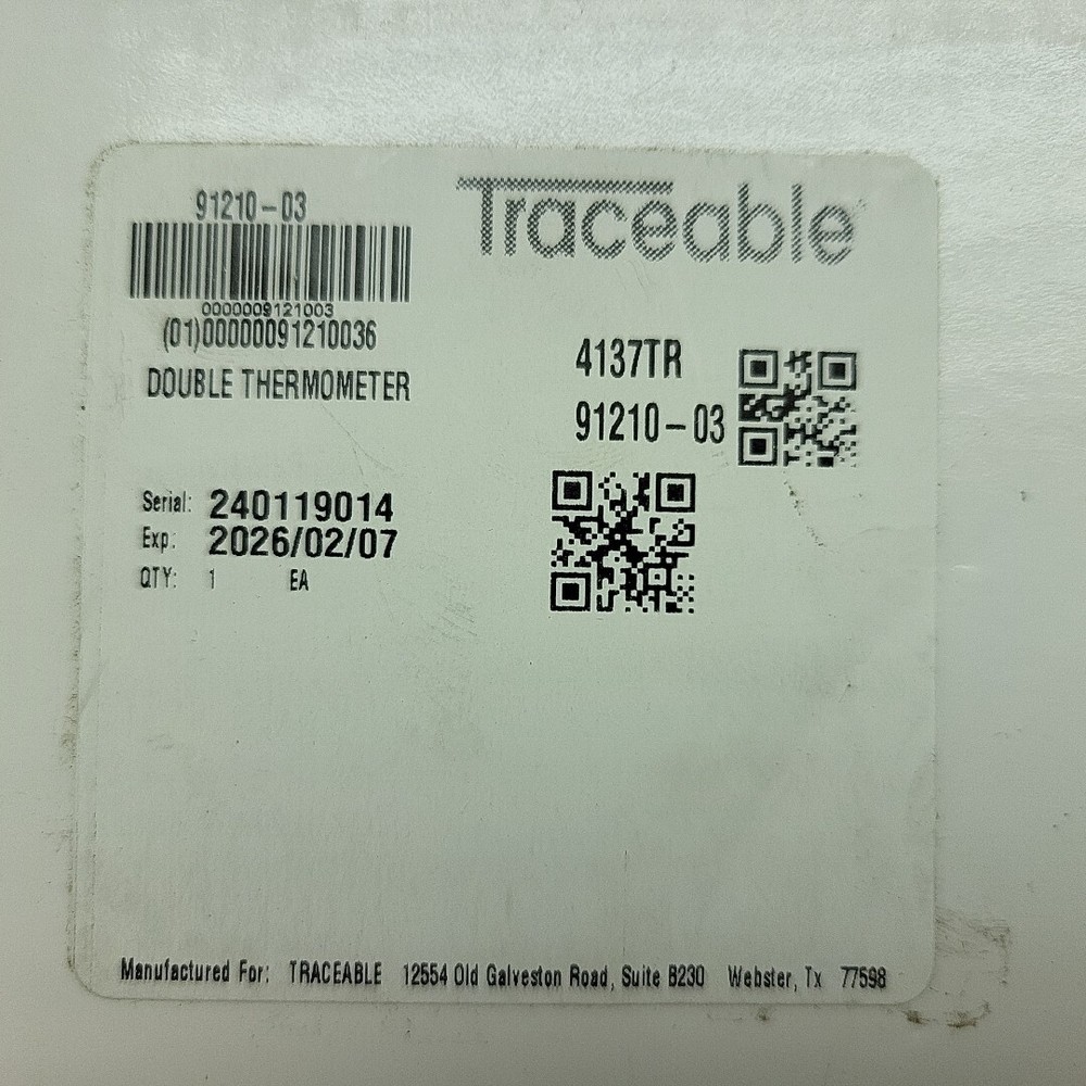 Traceable 4137 Thermocouple Thermometer 2 Input Type K