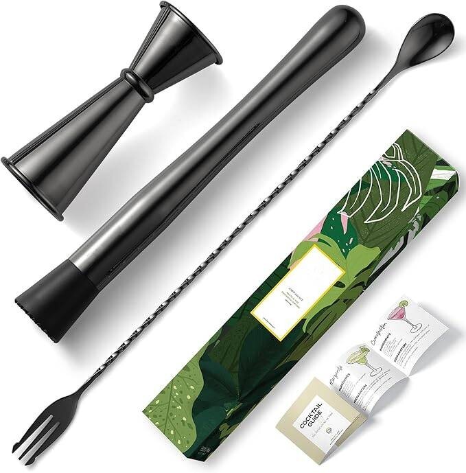 Juego de cuchara y mortero para cócteles, mortero de barra de acero inoxidable.