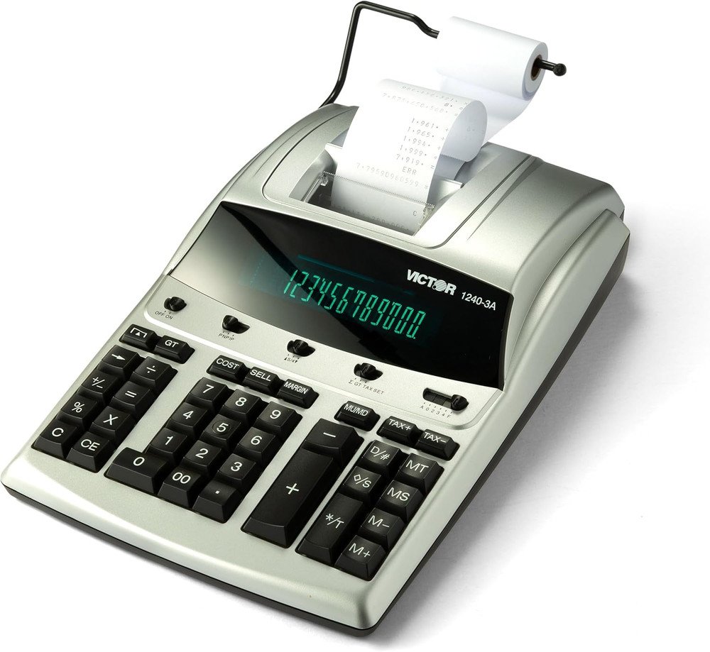 12-Digit Desktop Adding Machine, Large Easy to Read Display, Tape Print Out with