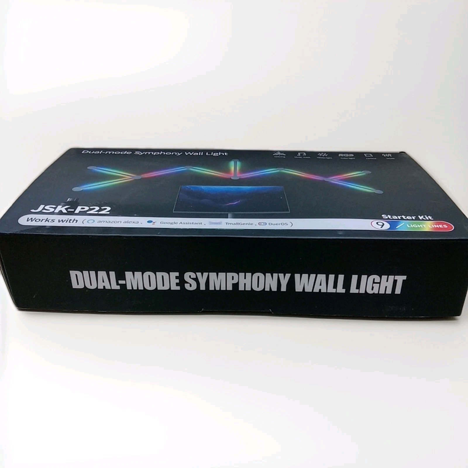 Smart LED Wall Lights Music Sync Voice Control RGB Light Bar 9 Pcs Black.....105