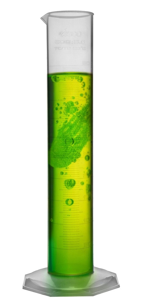 EISCO Plastic Graduated Cylinder, 500mL - Class B - Stable Hexagonal 500ml.