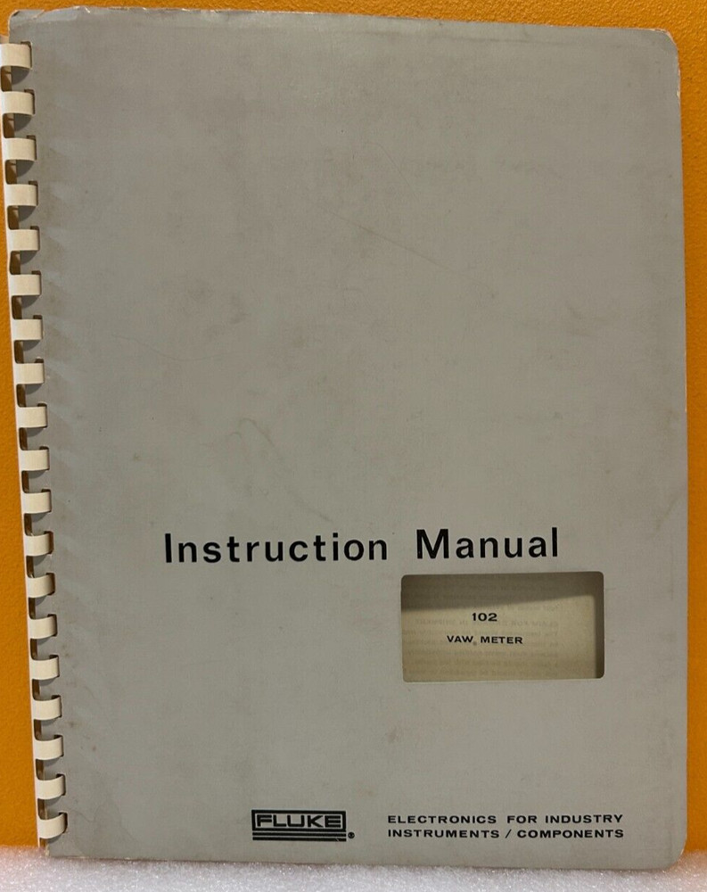 Fluke 102 Vaw Meter Instruction Manual.