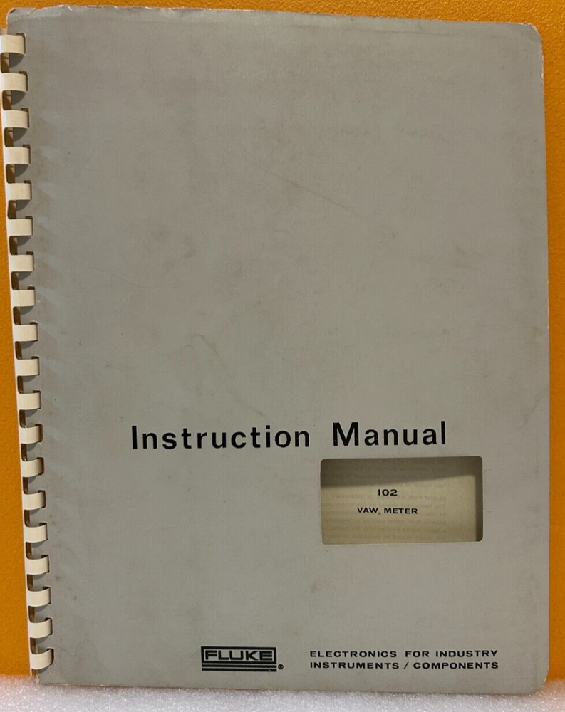 Fluke 102 Vaw Meter Instruction Manual.