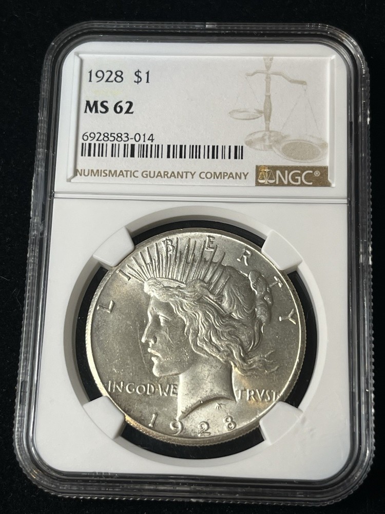 1928 peace silver dollar NGC - Ms 62 Blast White