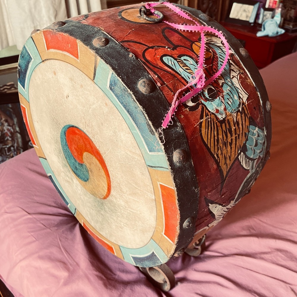 Vintage hand painted Taiko drum