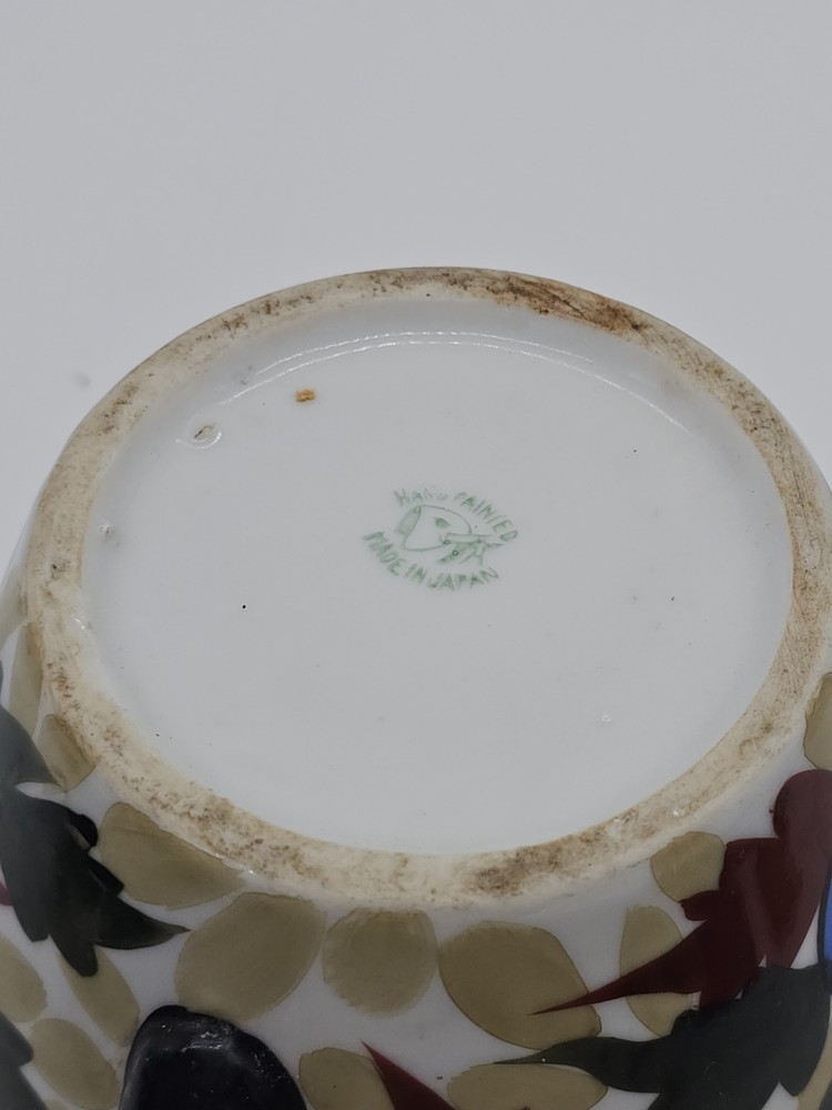 Japan Lusterware Floral Pitcher Mid Century Blue Rust Peach
