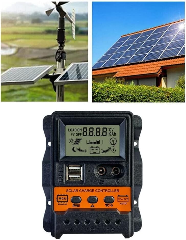 30A PWM Solar Panel Regulator Charge Controller Auto Focus Tracking USB 12/24V